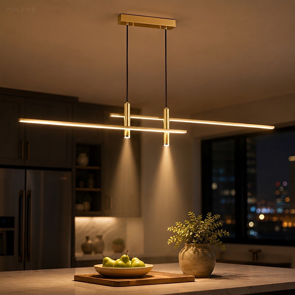 Modern Minimalist Dimmable LED Linear Pendant Light - Pulens