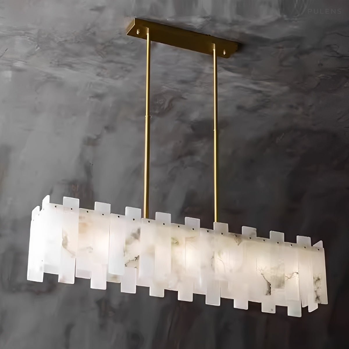 Modern Luxury Natural Marble LED Linear Chandelier - Pulens