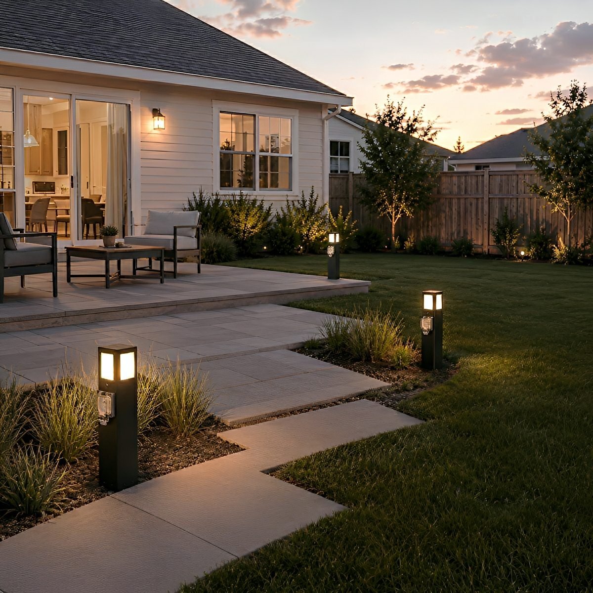 Waterproof Outdoor Pathway Light with GFCI Outlet - Pulens