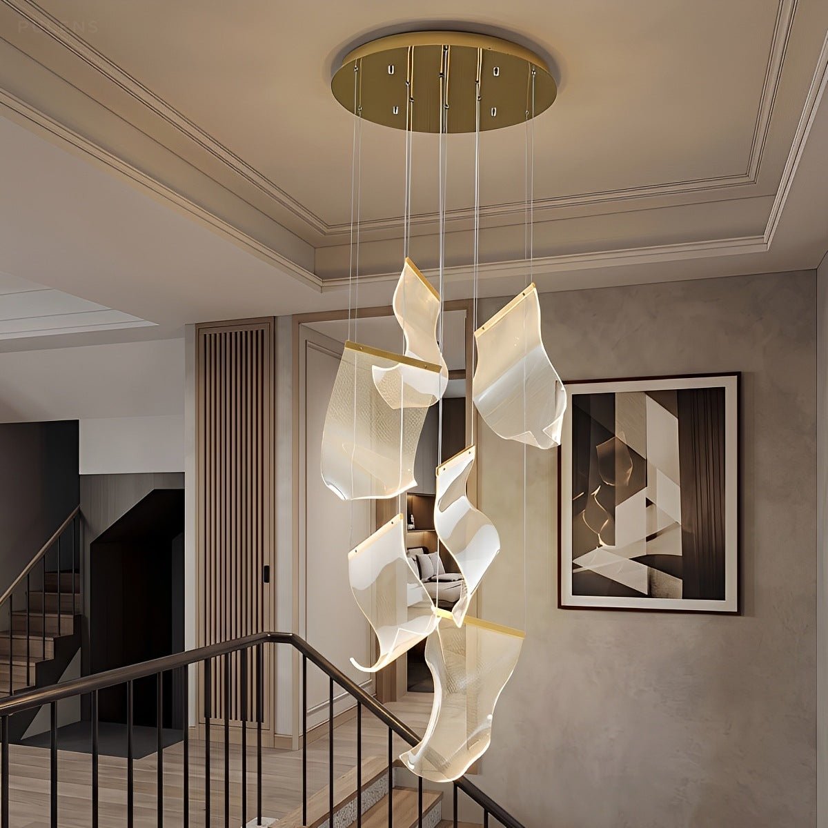 Modern Luxury Sculptural Staircase LED Chandelier - Pulens