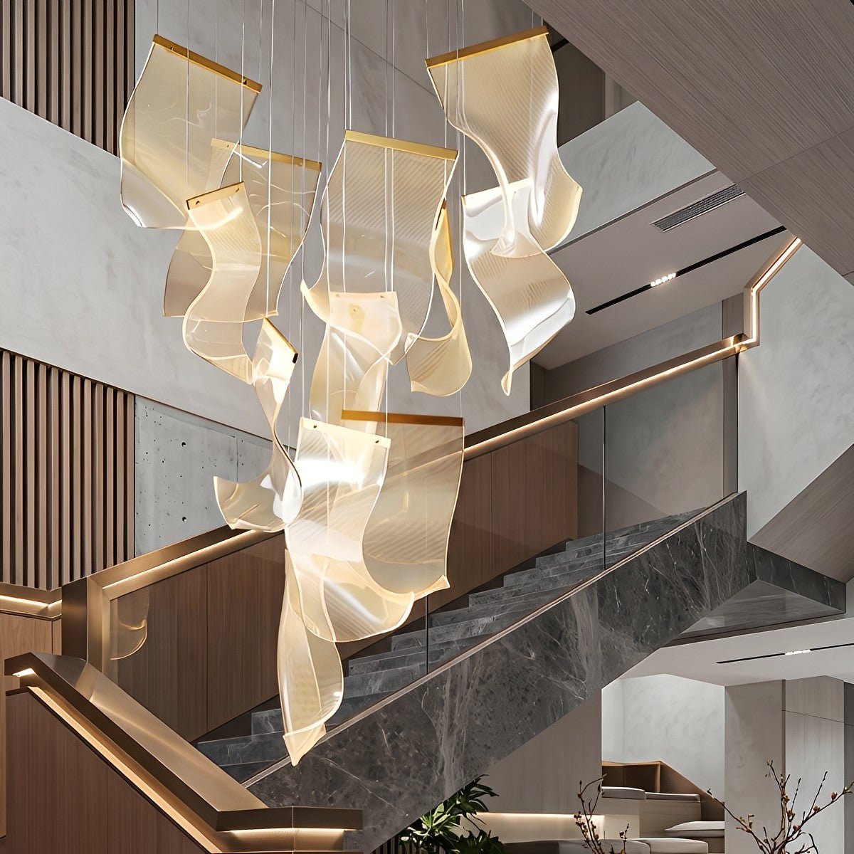 Modern Luxury Sculptural Staircase LED Chandelier - Pulens