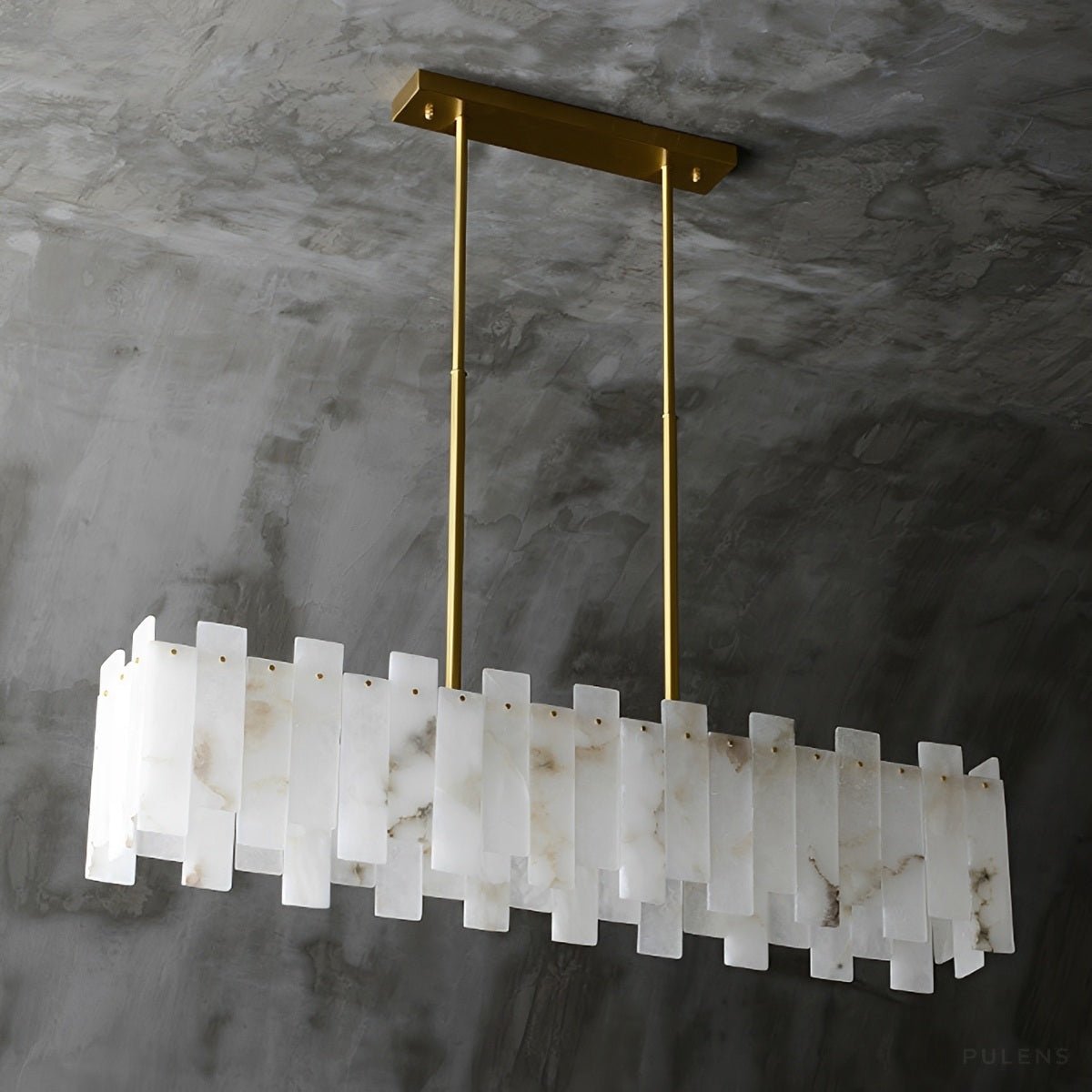 Modern Luxury Natural Marble LED Linear Chandelier - Pulens