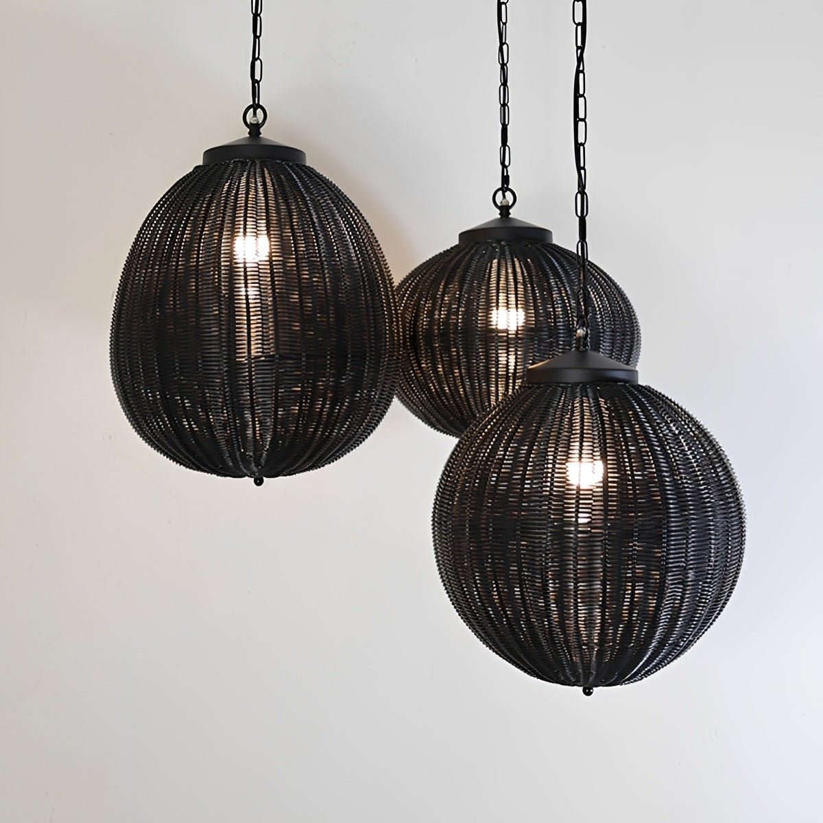 Dimmable Woven Rattan Globe Outdoor Pendant Light - Pulens