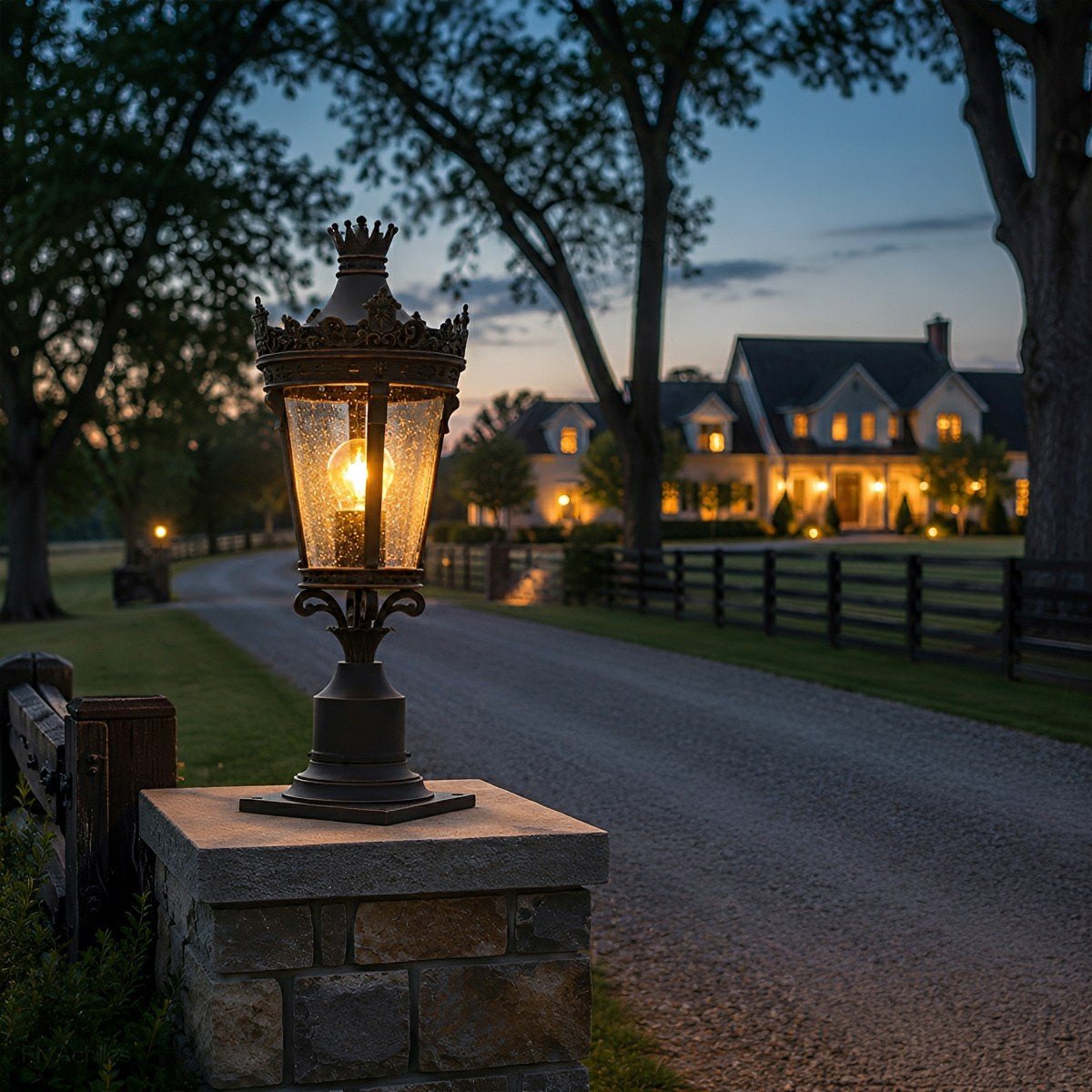 Dimmable Crown Castle Lantern Outdoor Post Light - Pulens