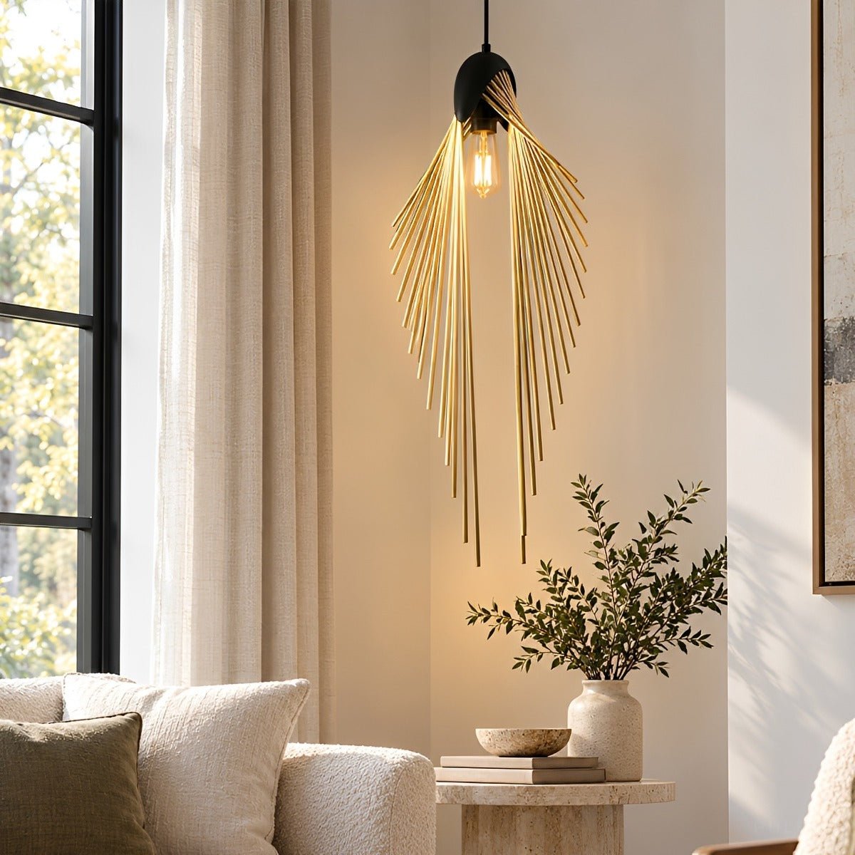Modern Luxury Feather Inspired Sculptural LED Pendant Light Art Decor - Pulens