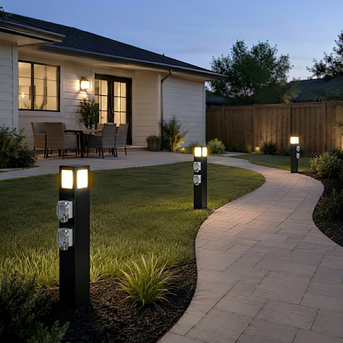 Waterproof Outdoor Pathway Light with GFCI Outlet - Pulens