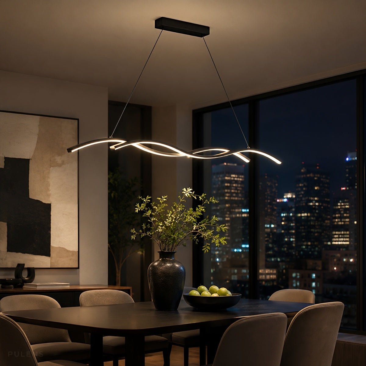 Dimmable Modern Double Wave LED Pendant Light - Pulens