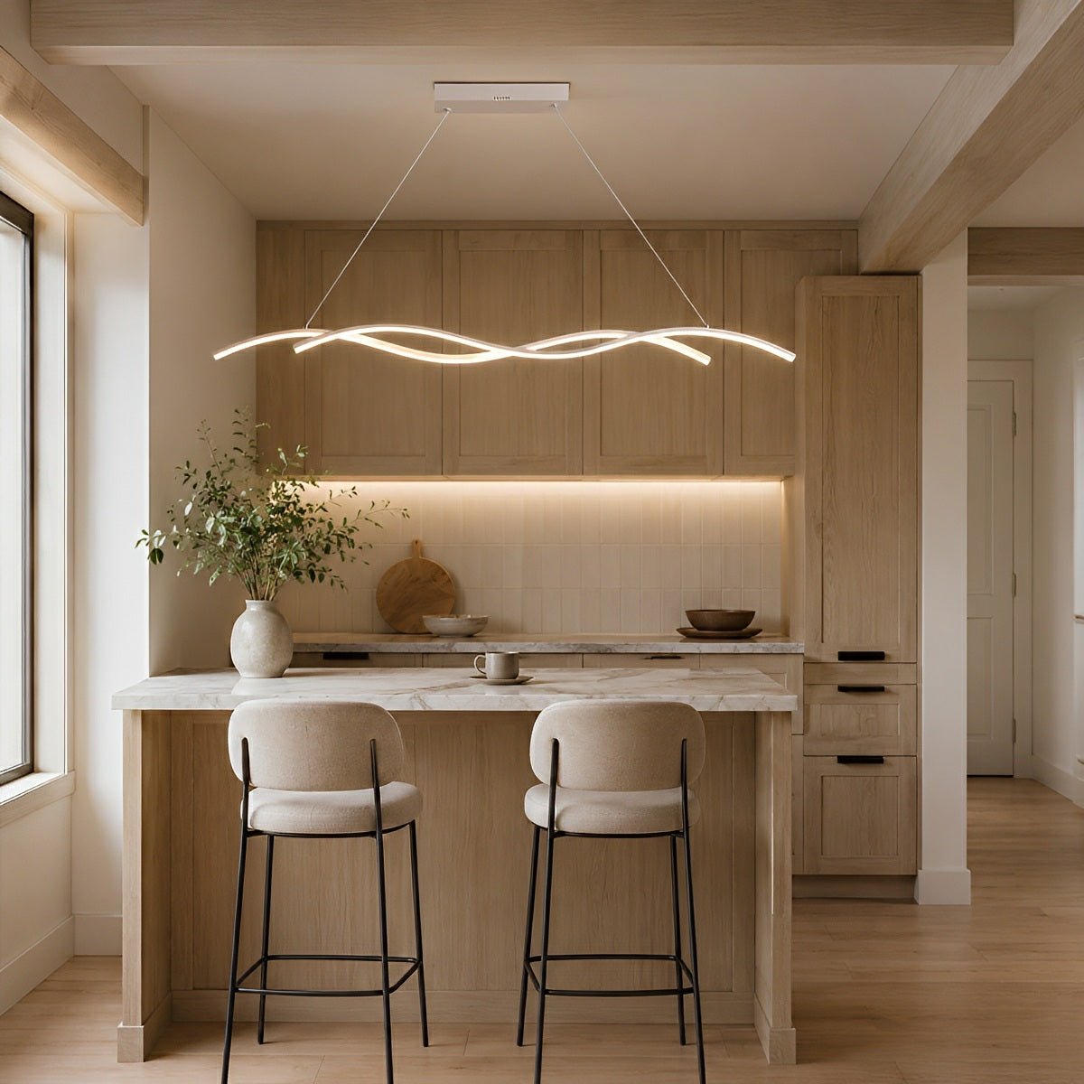 Dimmable Modern Double Wave LED Pendant Light - Pulens
