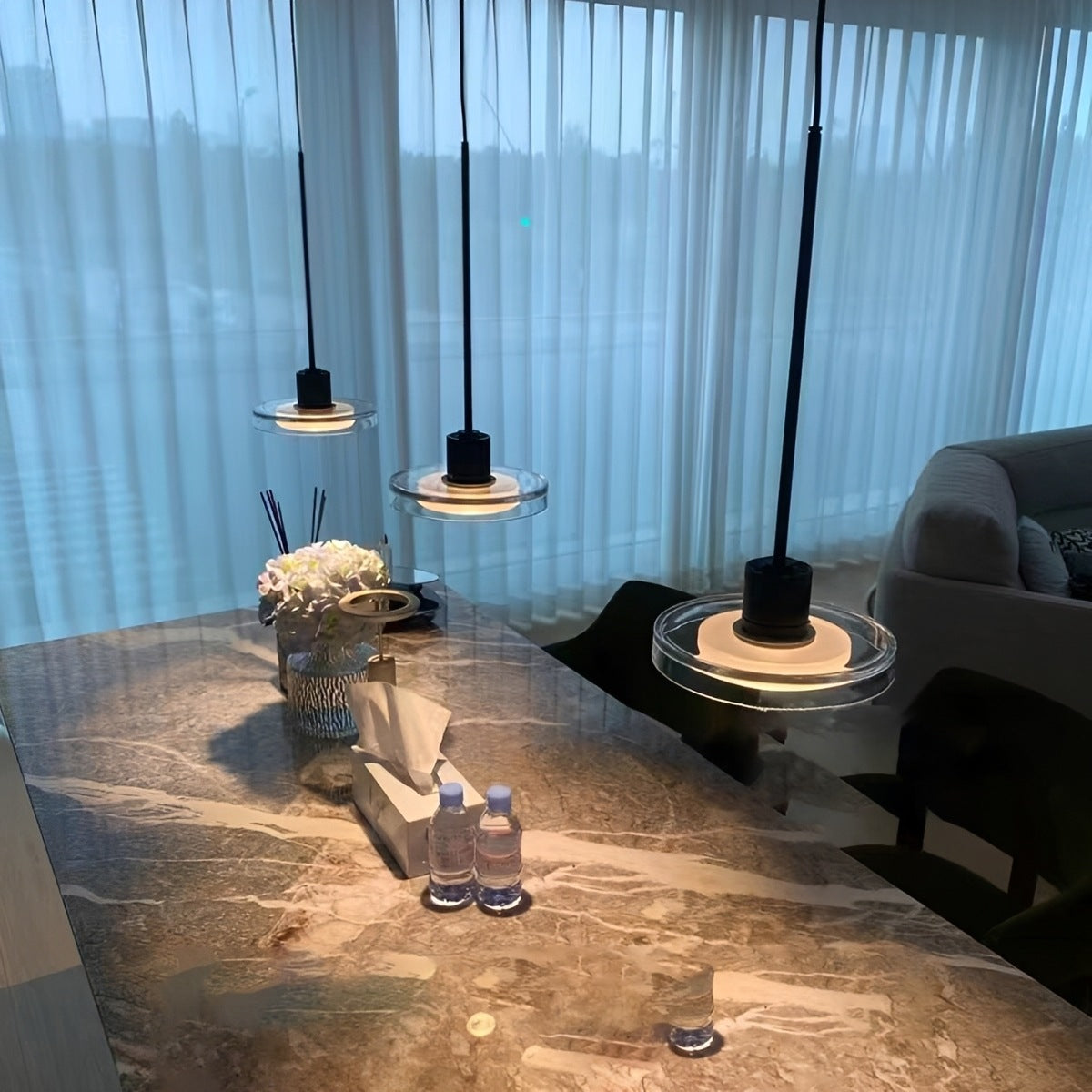 Modern Disc Pendant Light Round Glass