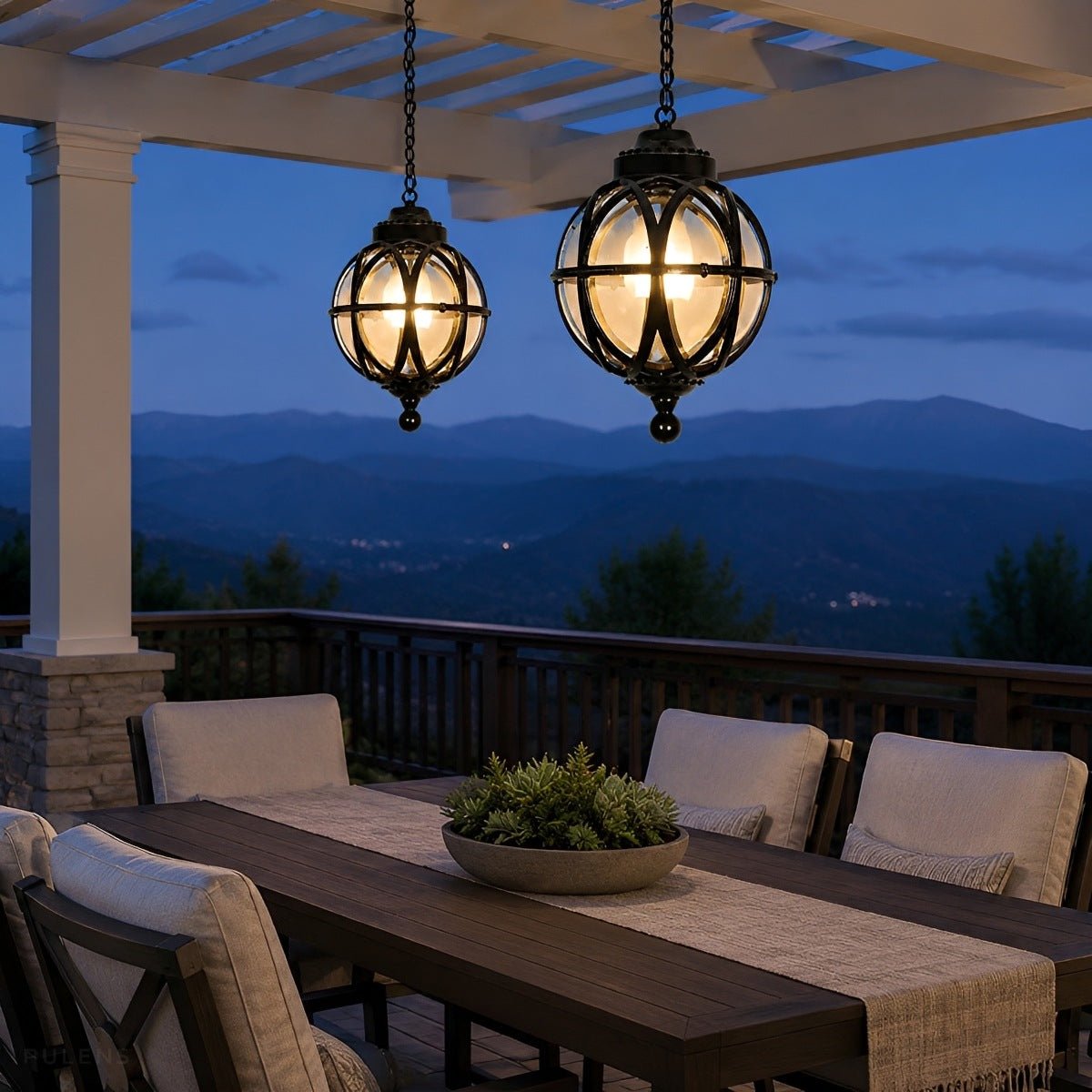 Dimmable Globe Cage Outdoor Pendant Light - Pulens