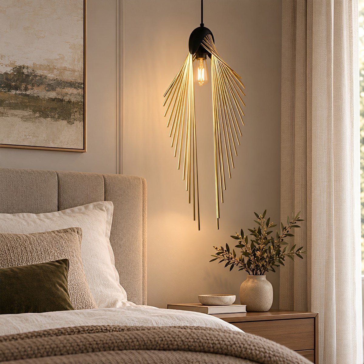 Modern Luxury Feather Inspired Sculptural LED Pendant Light Art Decor - Pulens