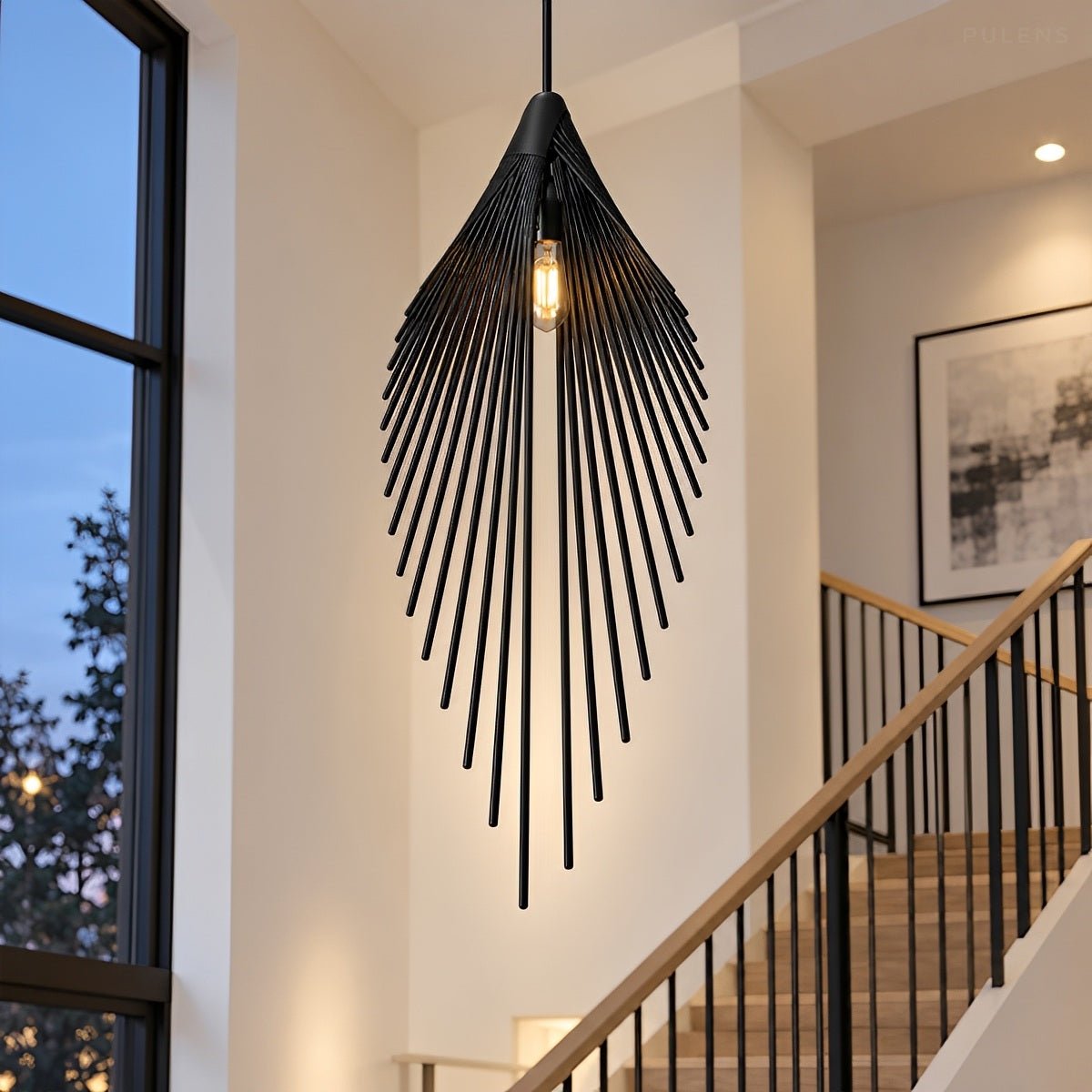 Modern Luxury Feather Inspired Sculptural LED Pendant Light Art Decor - Pulens