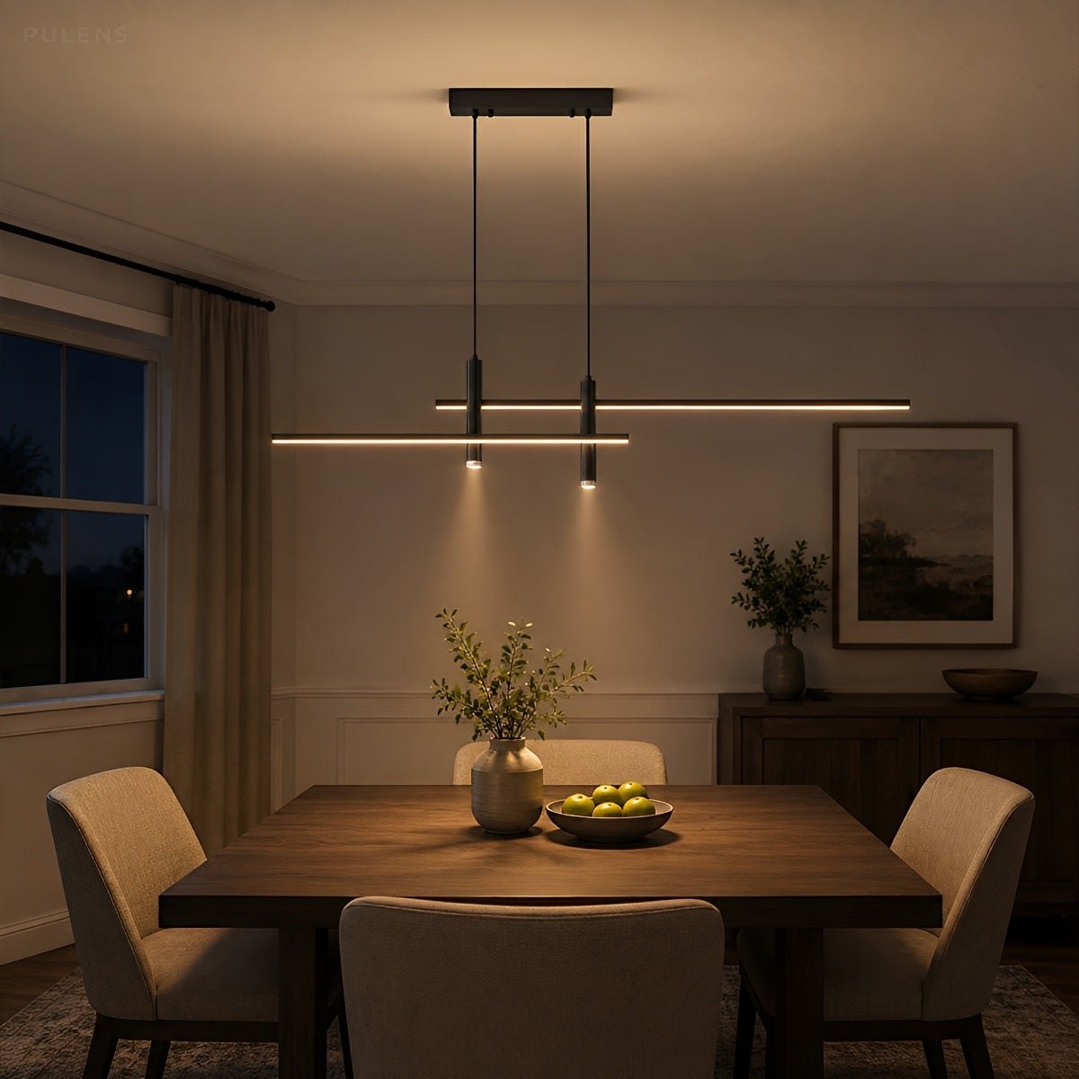 Modern Minimalist Dimmable LED Linear Pendant Light - Pulens