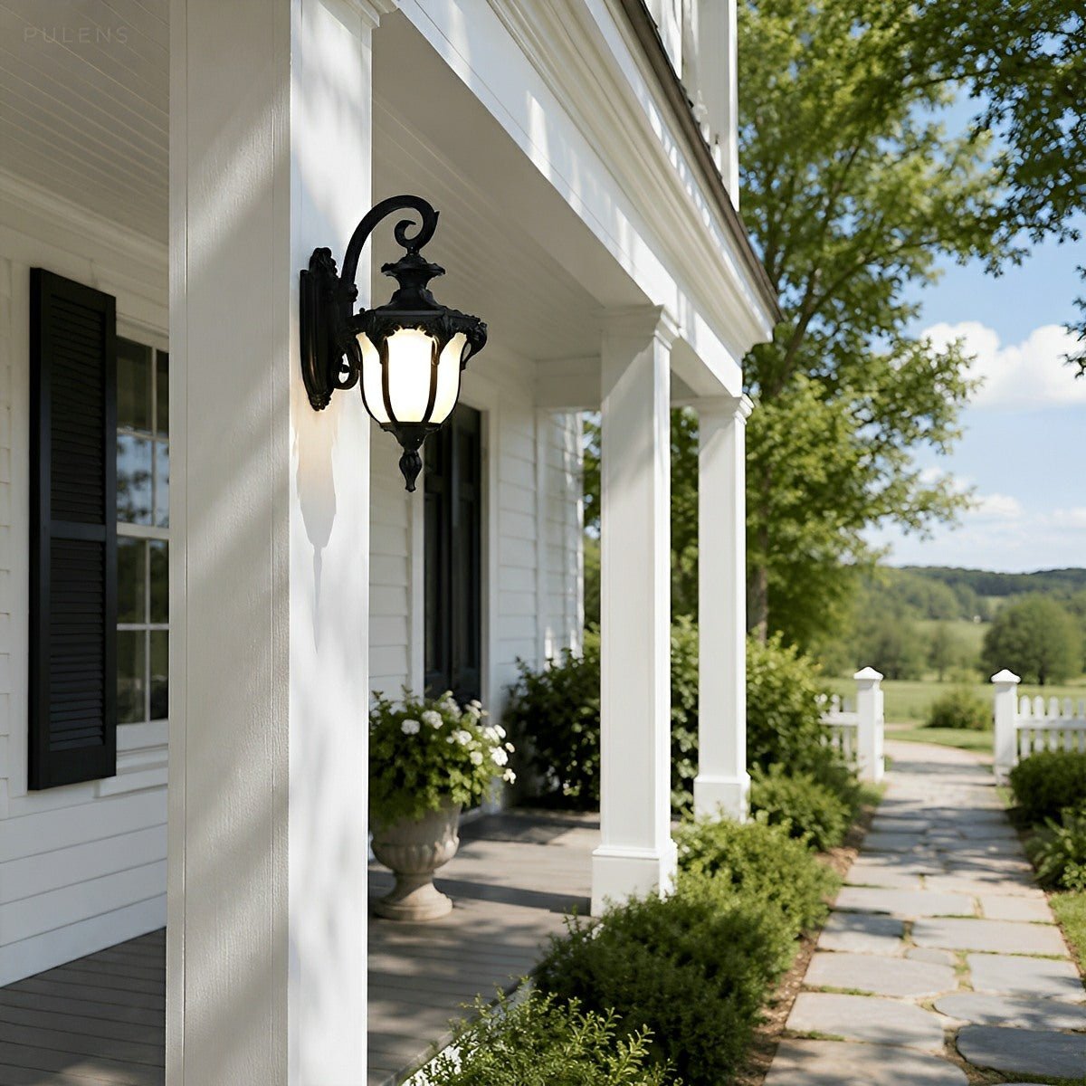 Dimmable Crown Top Coach Outdoor Wall Light - Pulens