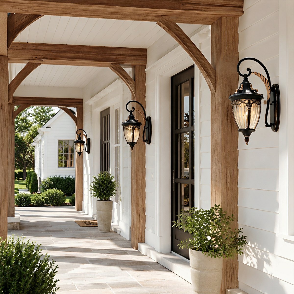 Dimmable Scroll Arm Coach Outdoor Wall Light - Pulens