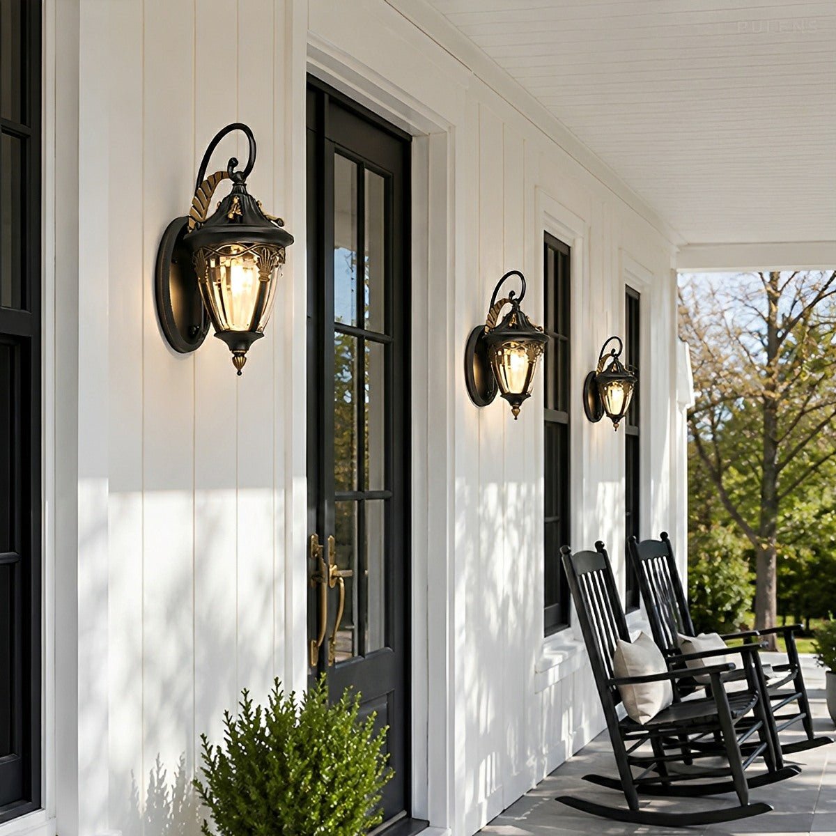 Dimmable Scroll Arm Coach Outdoor Wall Light - Pulens