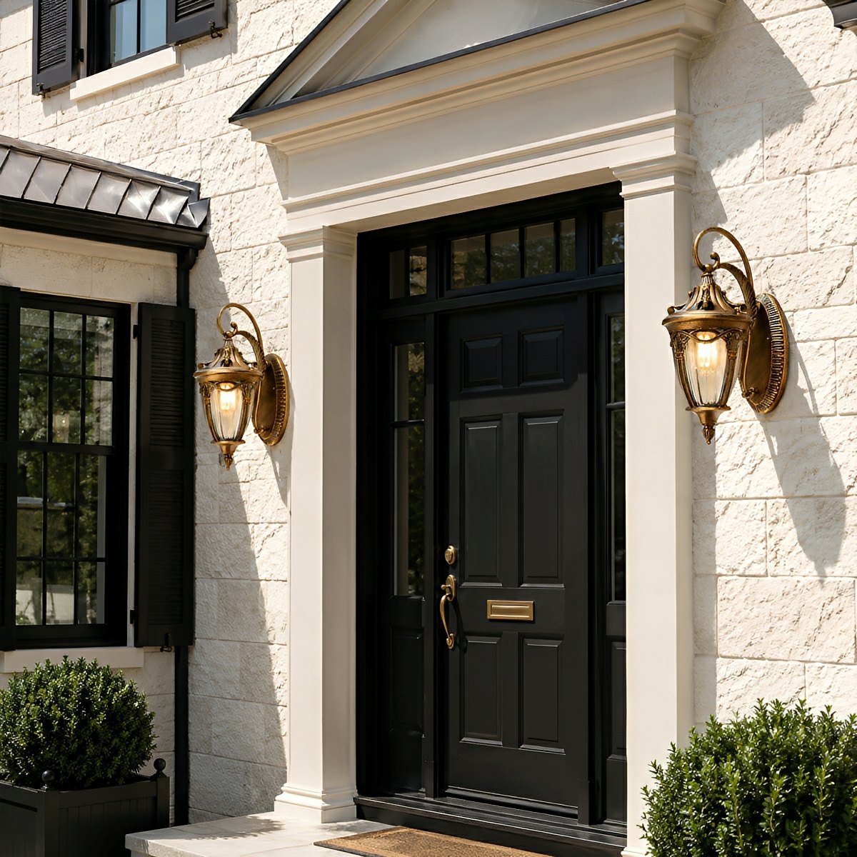 Dimmable Scroll Arm Coach Outdoor Wall Light - Pulens