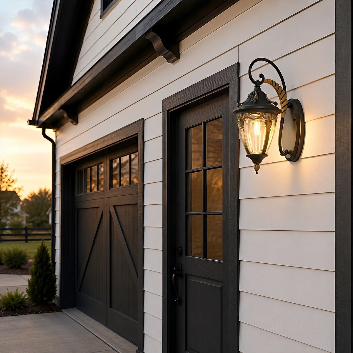 Dimmable Scroll Arm Coach Outdoor Wall Light - Pulens