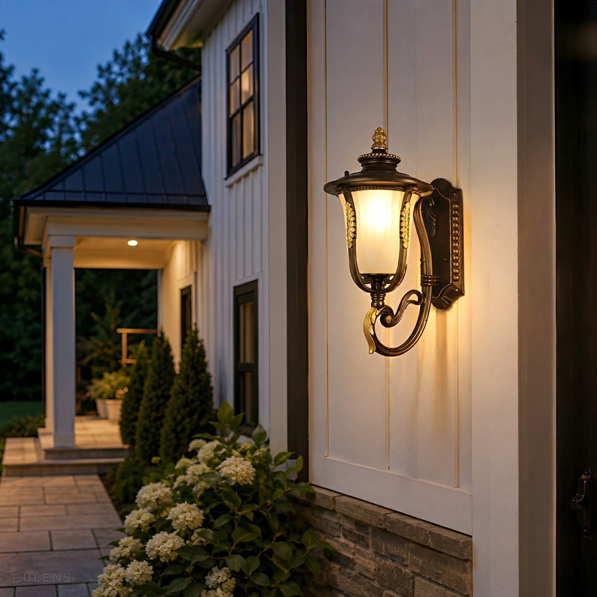 Dimmable Shepherd Hook Coach Outdoor Wall Light - Pulens