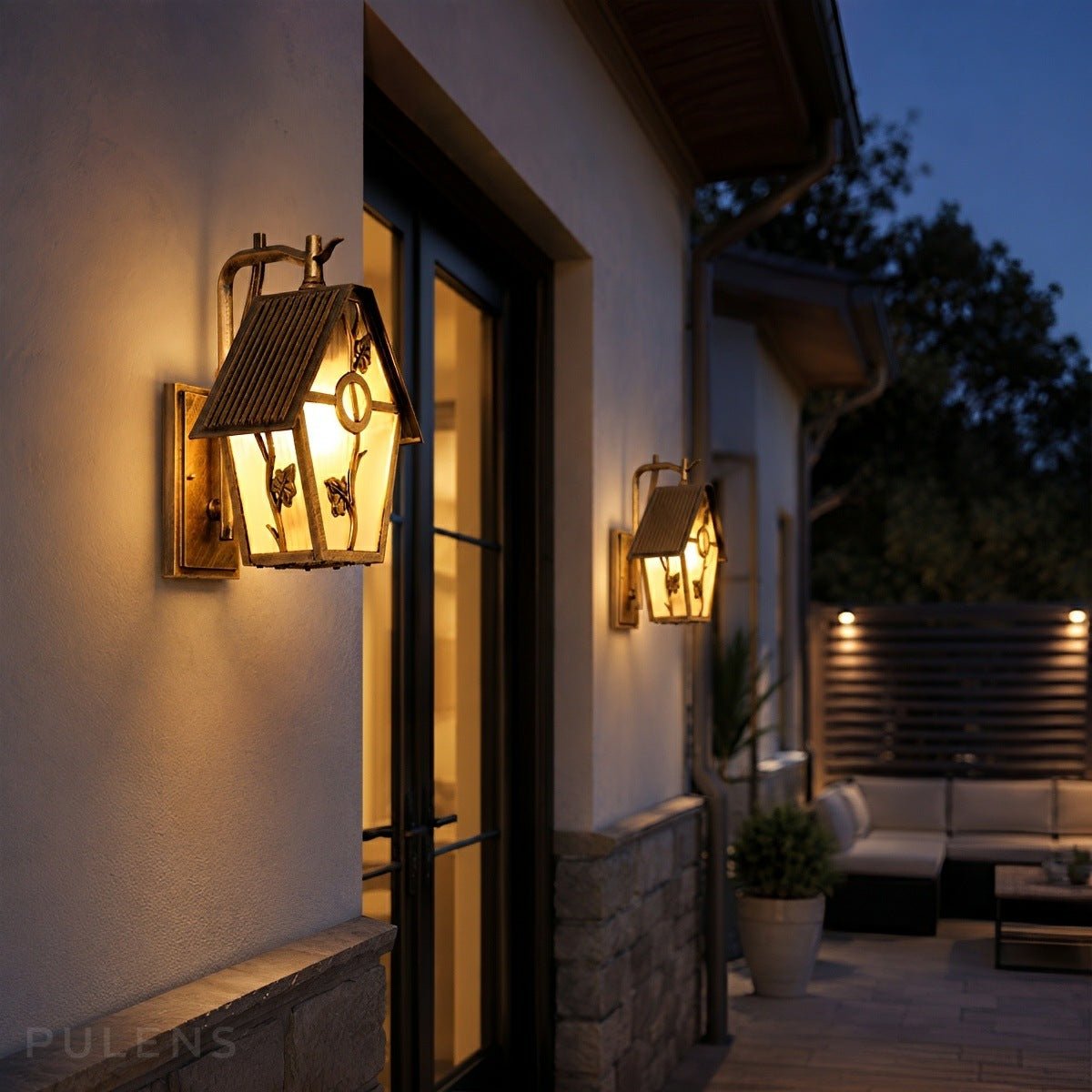Dimmable Cottage Lantern Outdoor Wall Light - Pulens