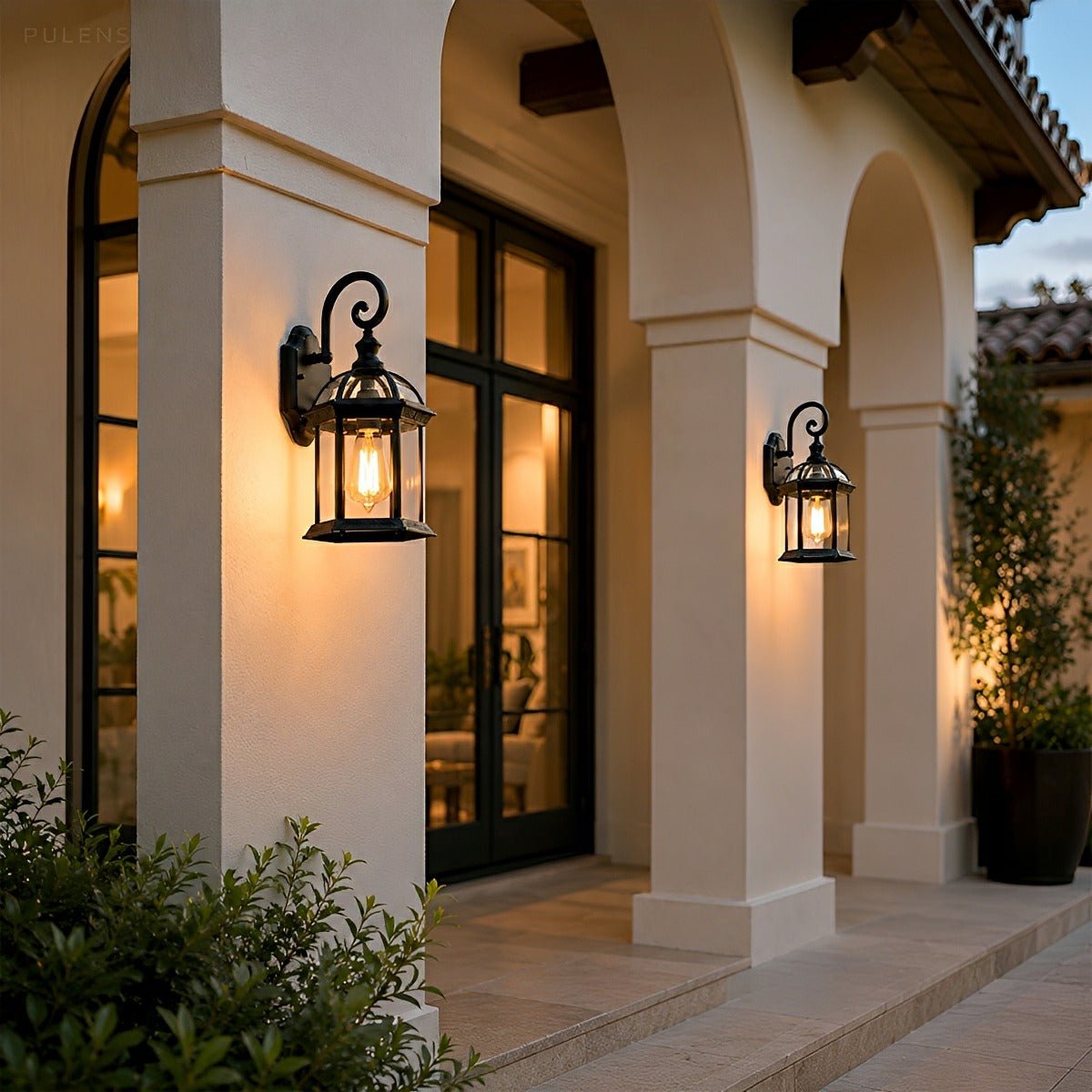 Dimmable Outdoor Scroll Arm Coach Wall Lights - Pulens