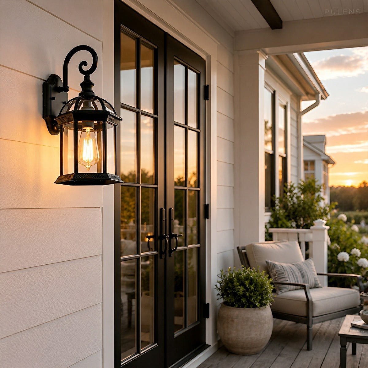 Dimmable Outdoor Scroll Arm Coach Wall Lights - Pulens