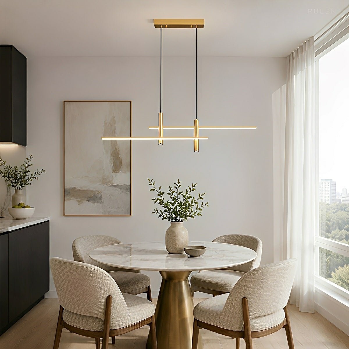 Modern Minimalist Dimmable LED Linear Pendant Light - Pulens