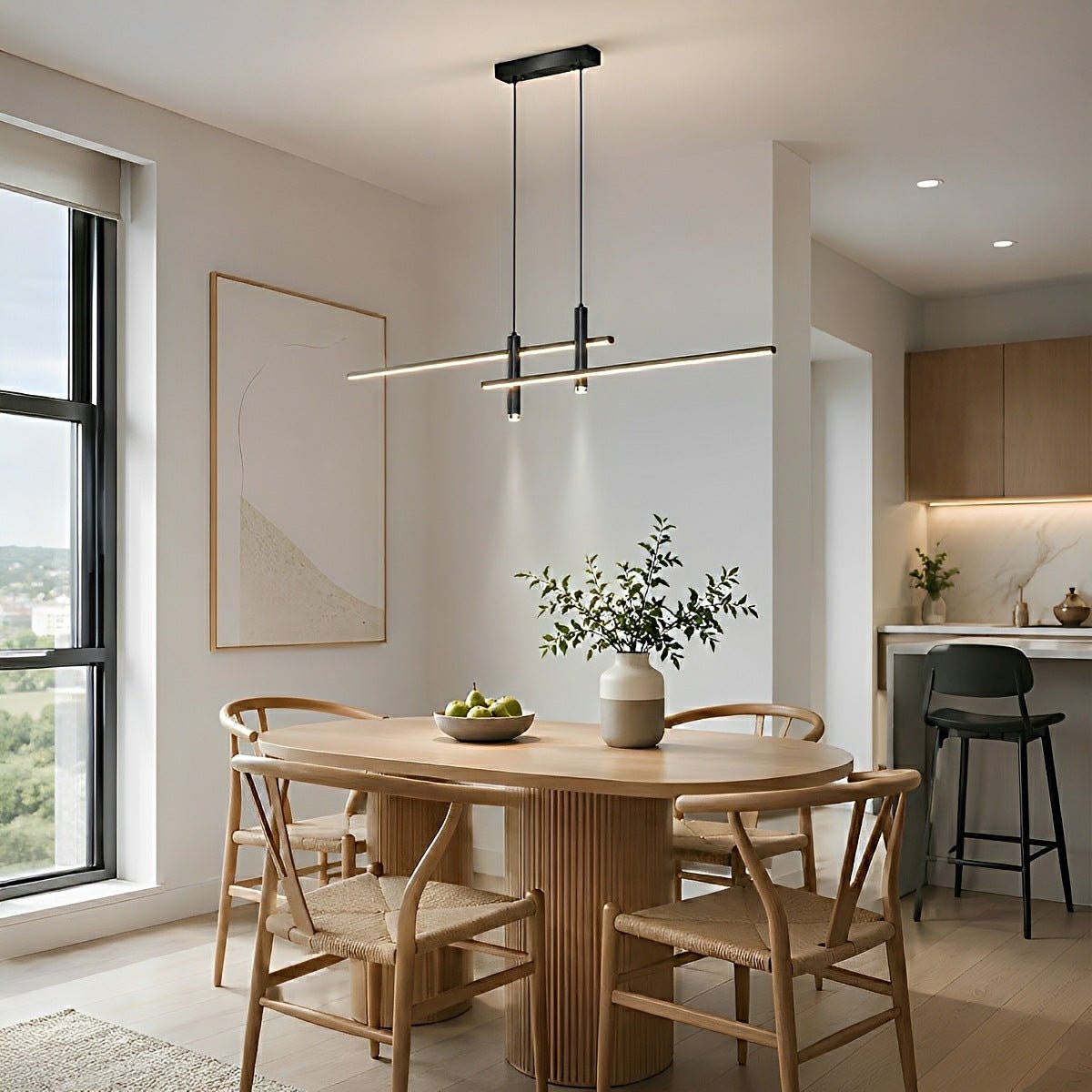 Modern Minimalist Dimmable LED Linear Pendant Light - Pulens