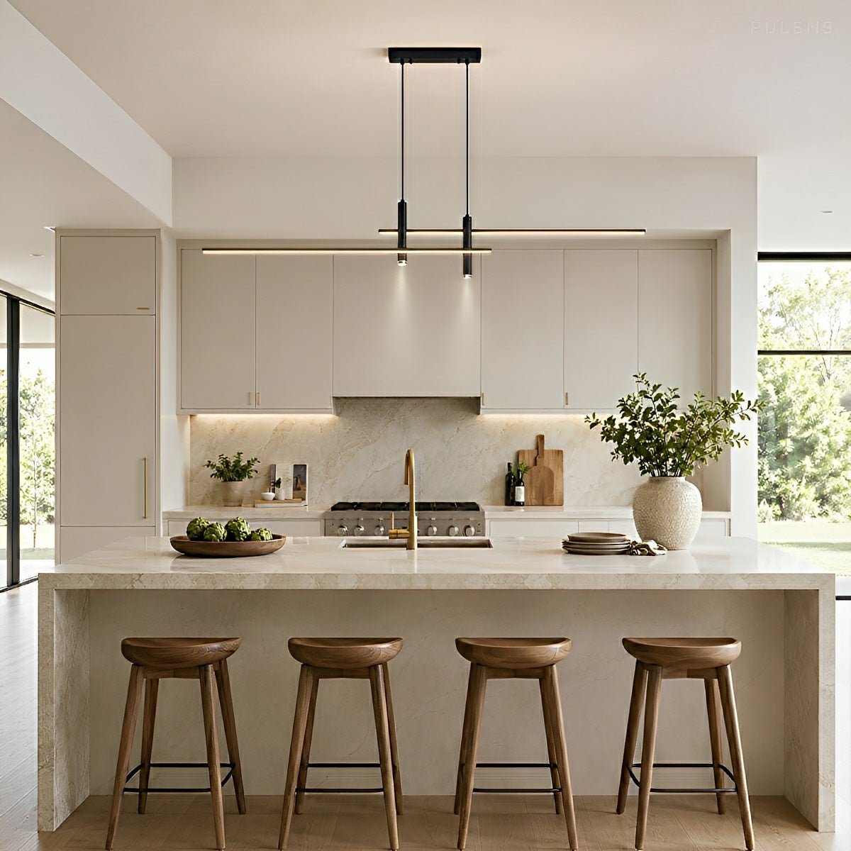 Modern Minimalist Dimmable LED Linear Pendant Light - Pulens