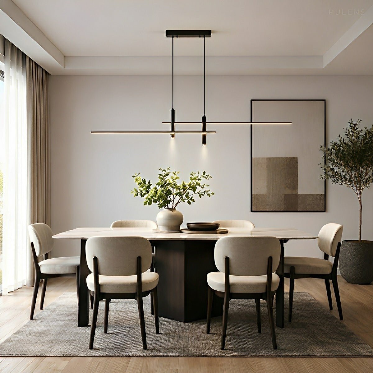 Modern Minimalist Dimmable LED Linear Pendant Light - Pulens