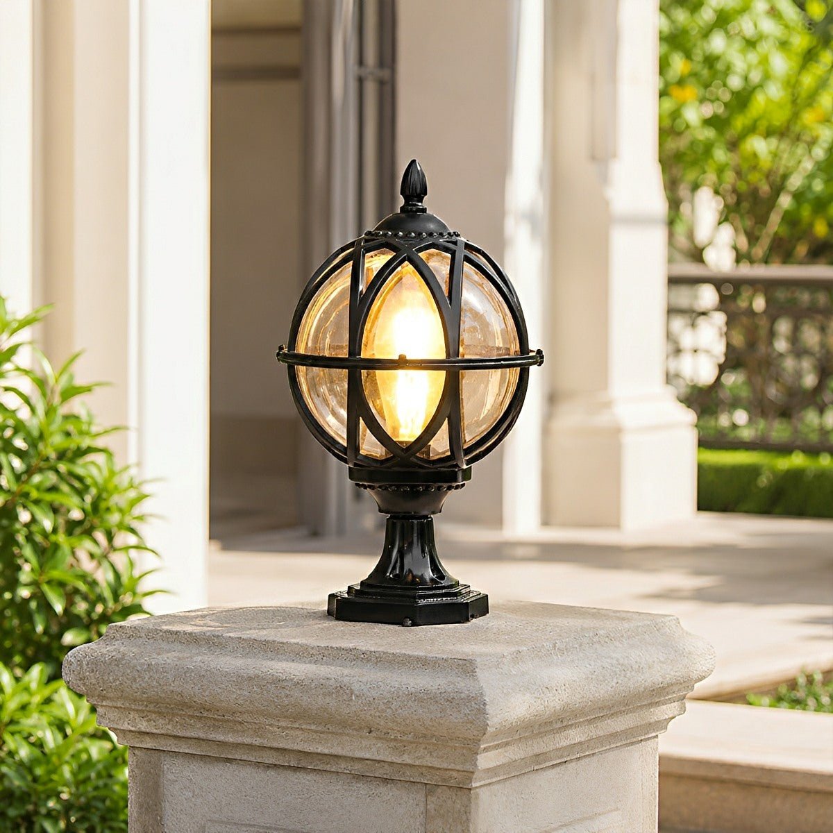 Dimmable Globe Cage Outdoor Post Light - Pulens