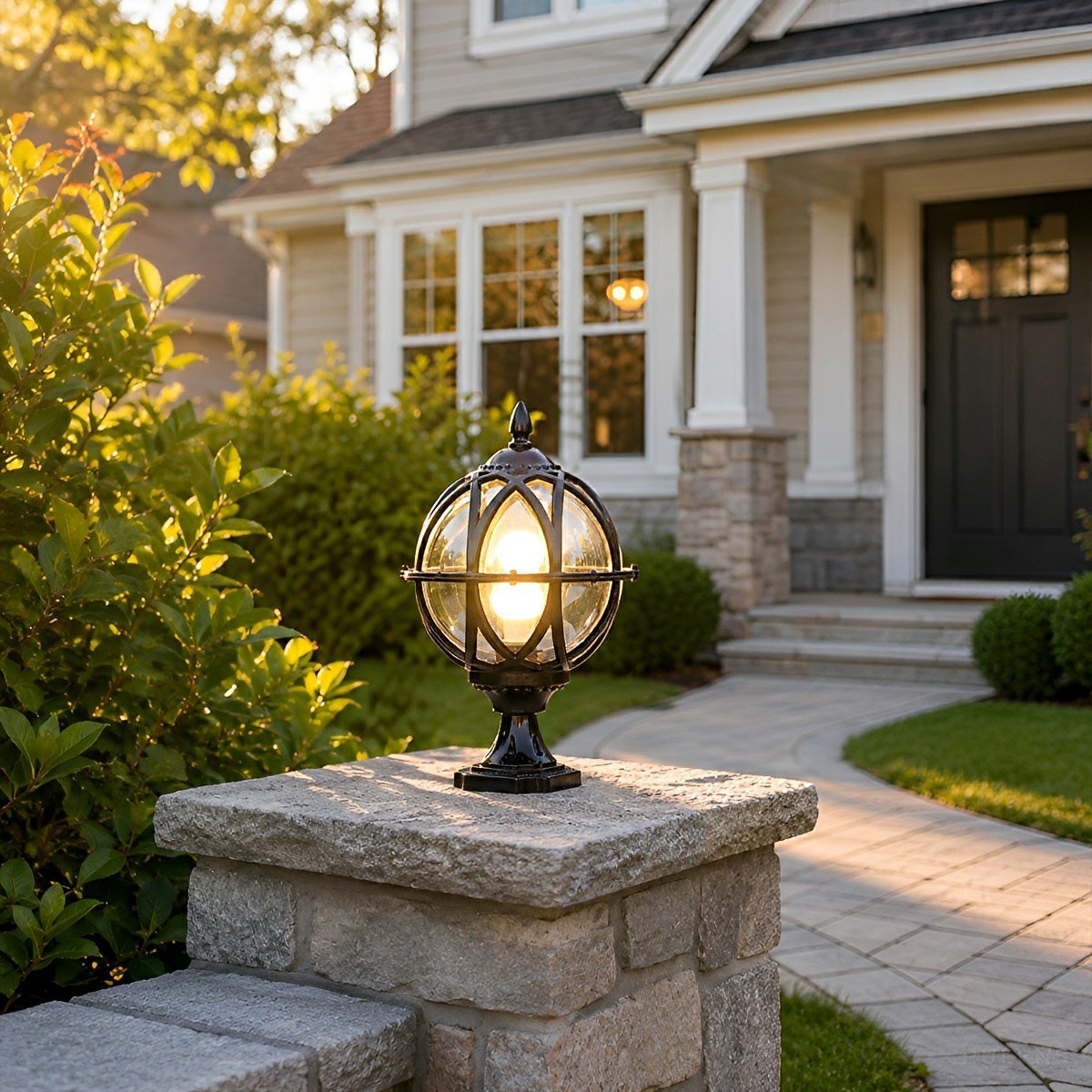 Dimmable Globe Cage Outdoor Post Light - Pulens