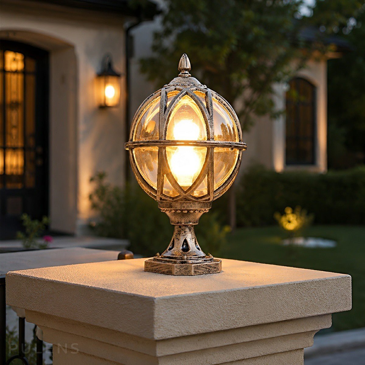 Dimmable Globe Cage Outdoor Post Light - Pulens