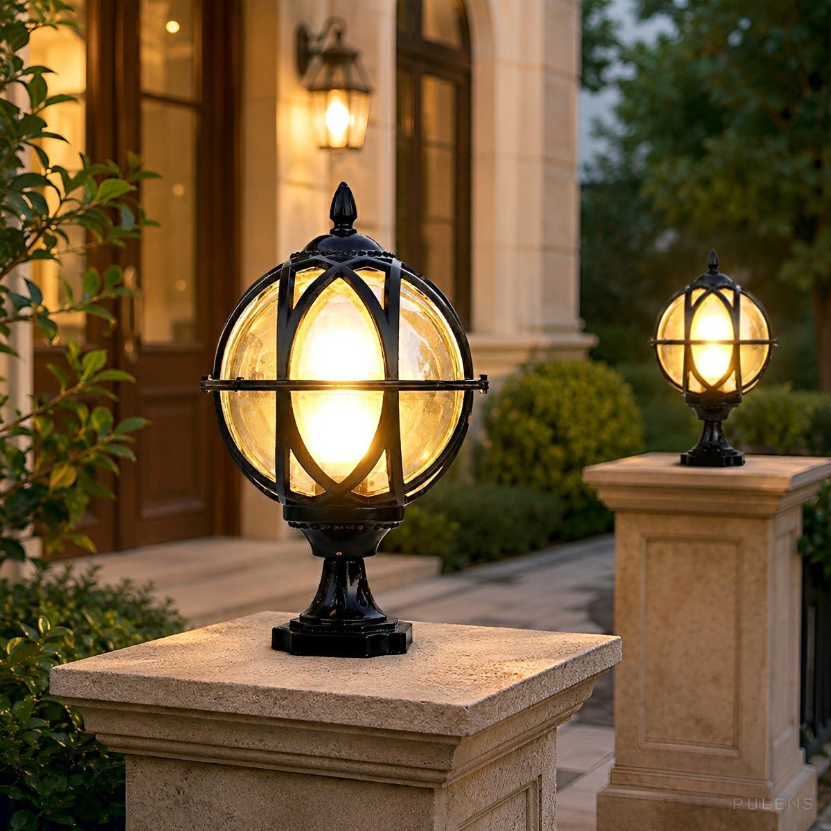 Dimmable Globe Cage Outdoor Post Light - Pulens