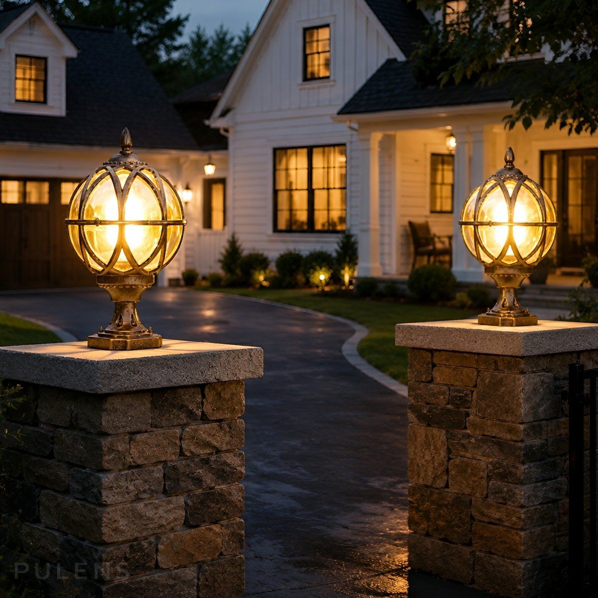 Dimmable Globe Cage Outdoor Post Light - Pulens