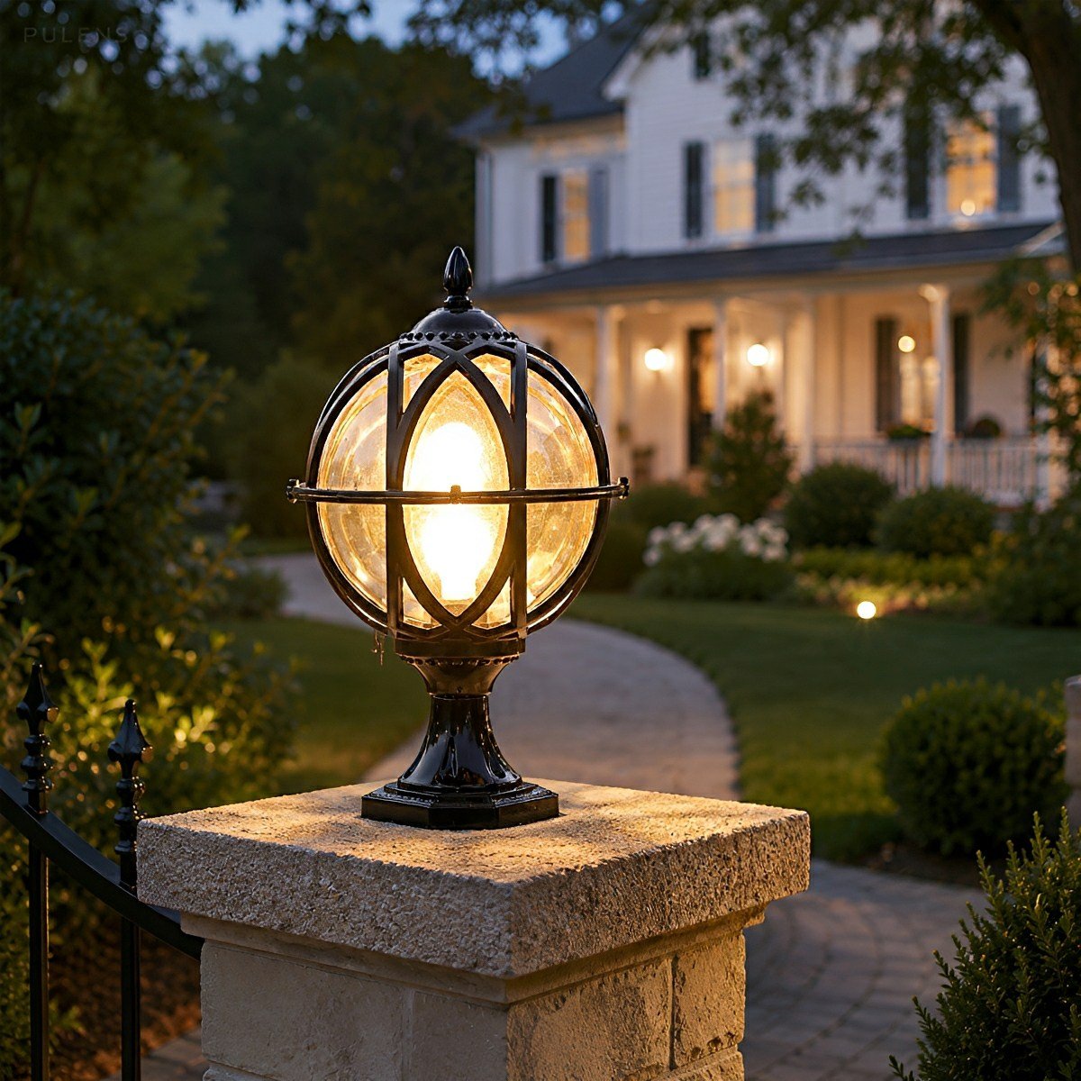 Dimmable Globe Cage Outdoor Post Light - Pulens