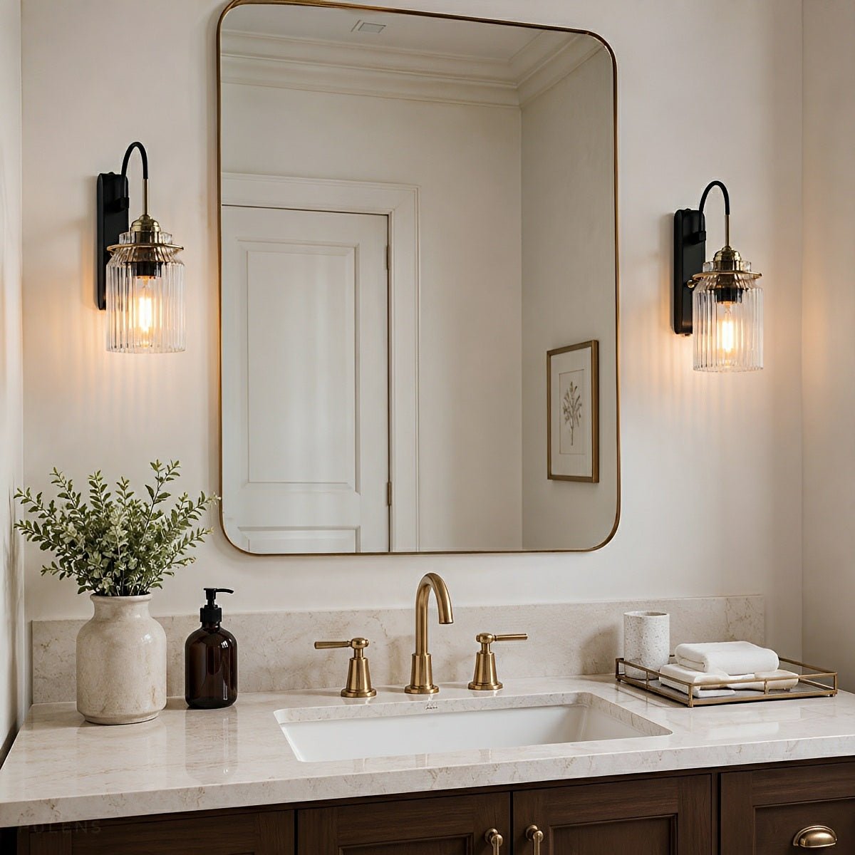 Dimmable Modern Fluted Glass Wall Sconce - Pulens