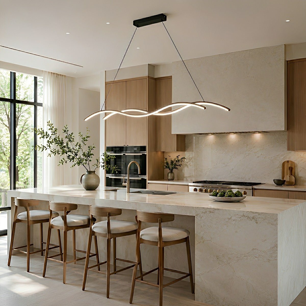 Dimmable Modern Double Wave LED Pendant Light - Pulens