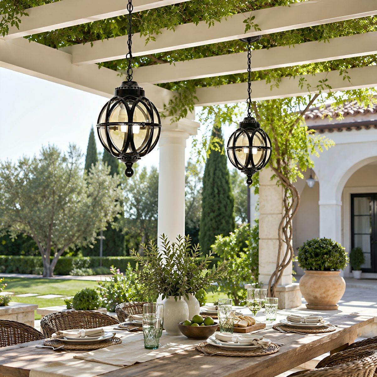 Dimmable Globe Cage Outdoor Pendant Light - Pulens
