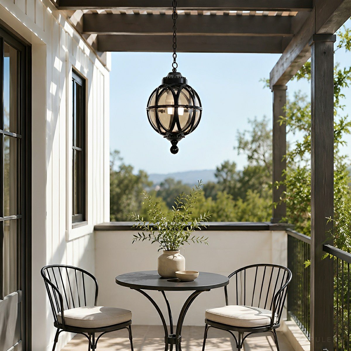 Dimmable Globe Cage Outdoor Pendant Light - Pulens