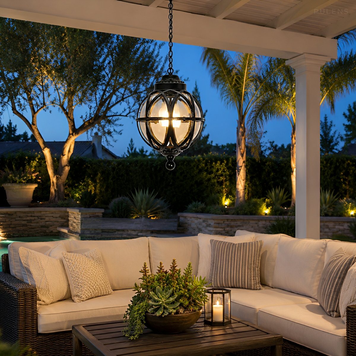 Dimmable Globe Cage Outdoor Pendant Light