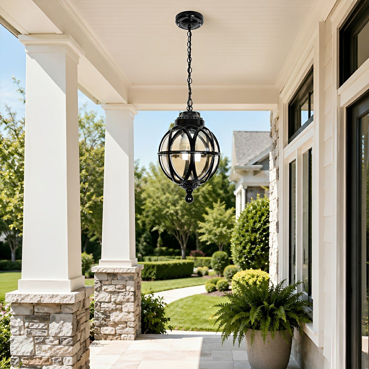 Dimmable Globe Cage Outdoor Pendant Light - Pulens