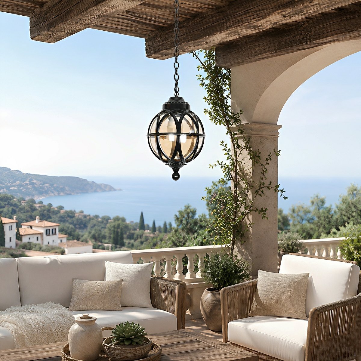 Dimmable Globe Cage Outdoor Pendant Light - Pulens
