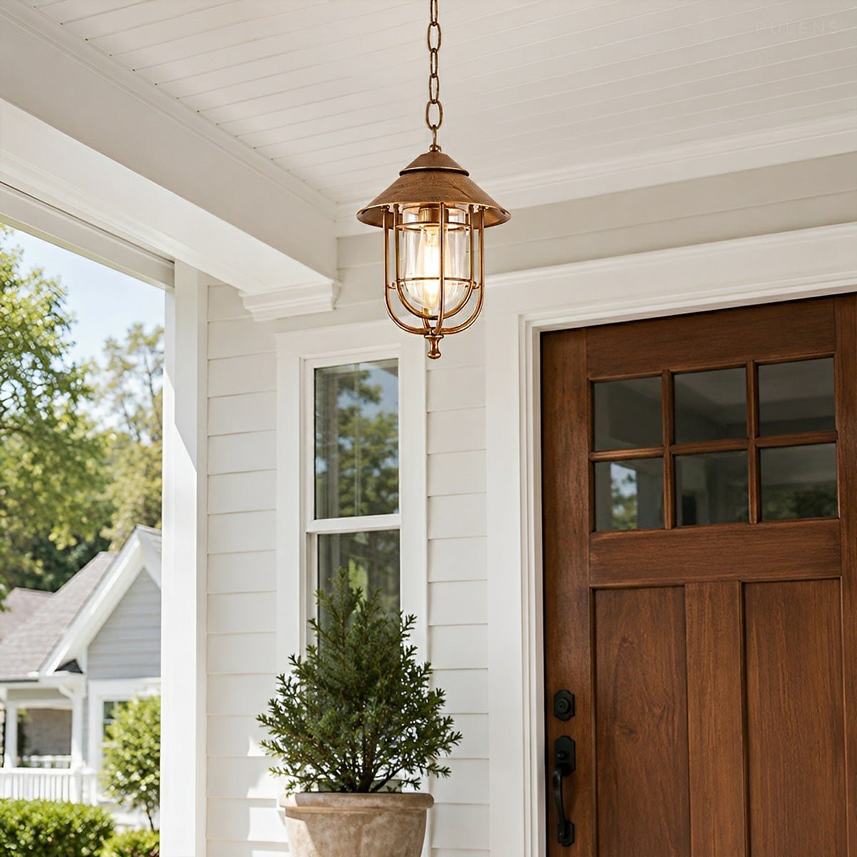 Dimmable Farmhouse Open Cage Outdoor Pendant Light - Pulens