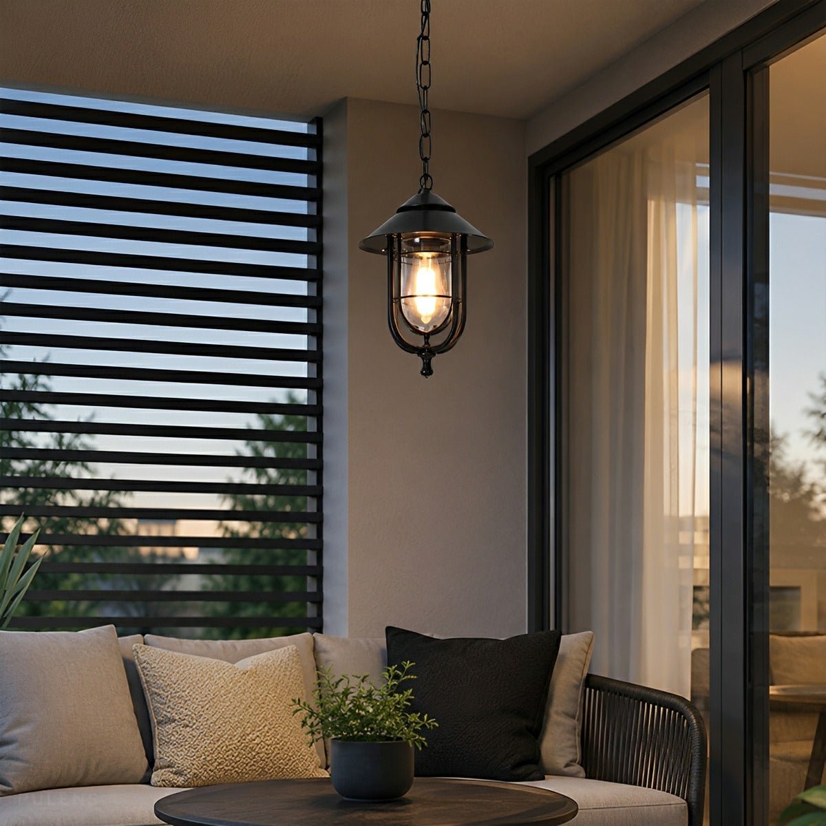 Dimmable Farmhouse Open Cage Outdoor Pendant Light - Pulens