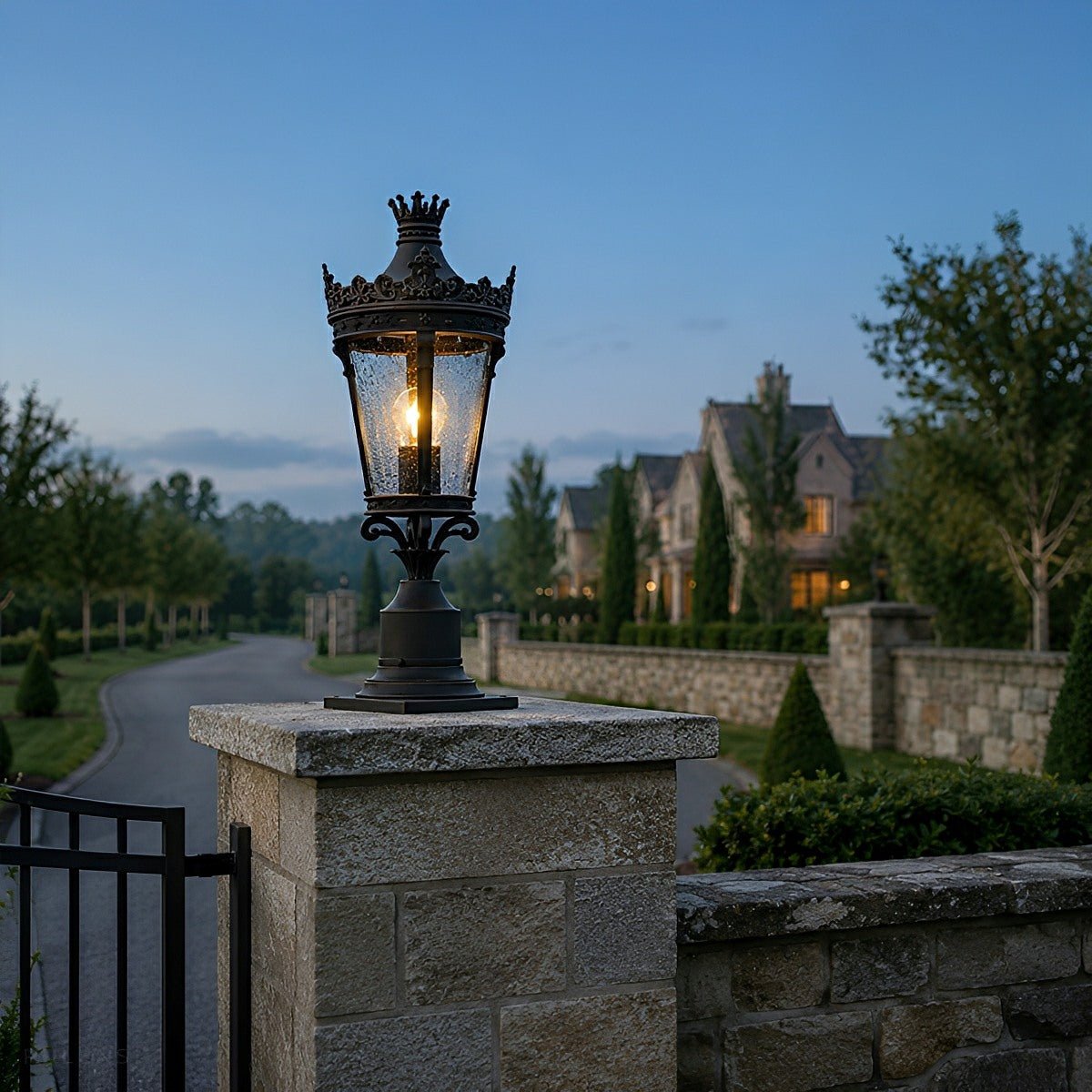 Dimmable Crown Castle Lantern Outdoor Post Light - Pulens