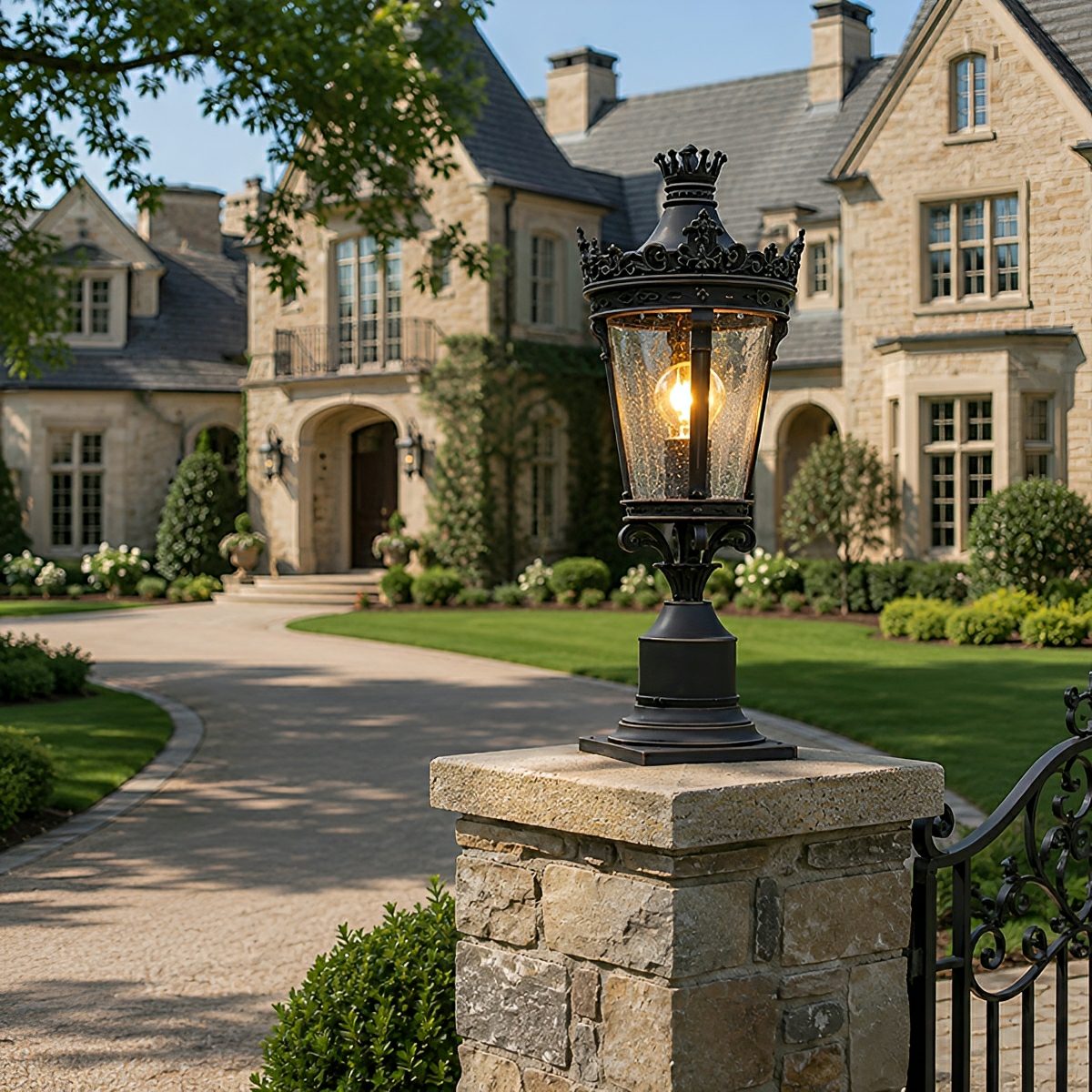 Dimmable Crown Castle Lantern Outdoor Post Light - Pulens