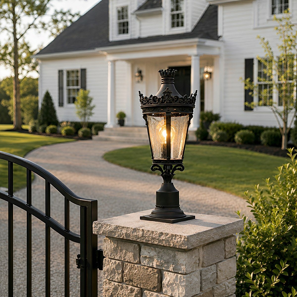 Dimmable Crown Castle Lantern Outdoor Post Light - Pulens