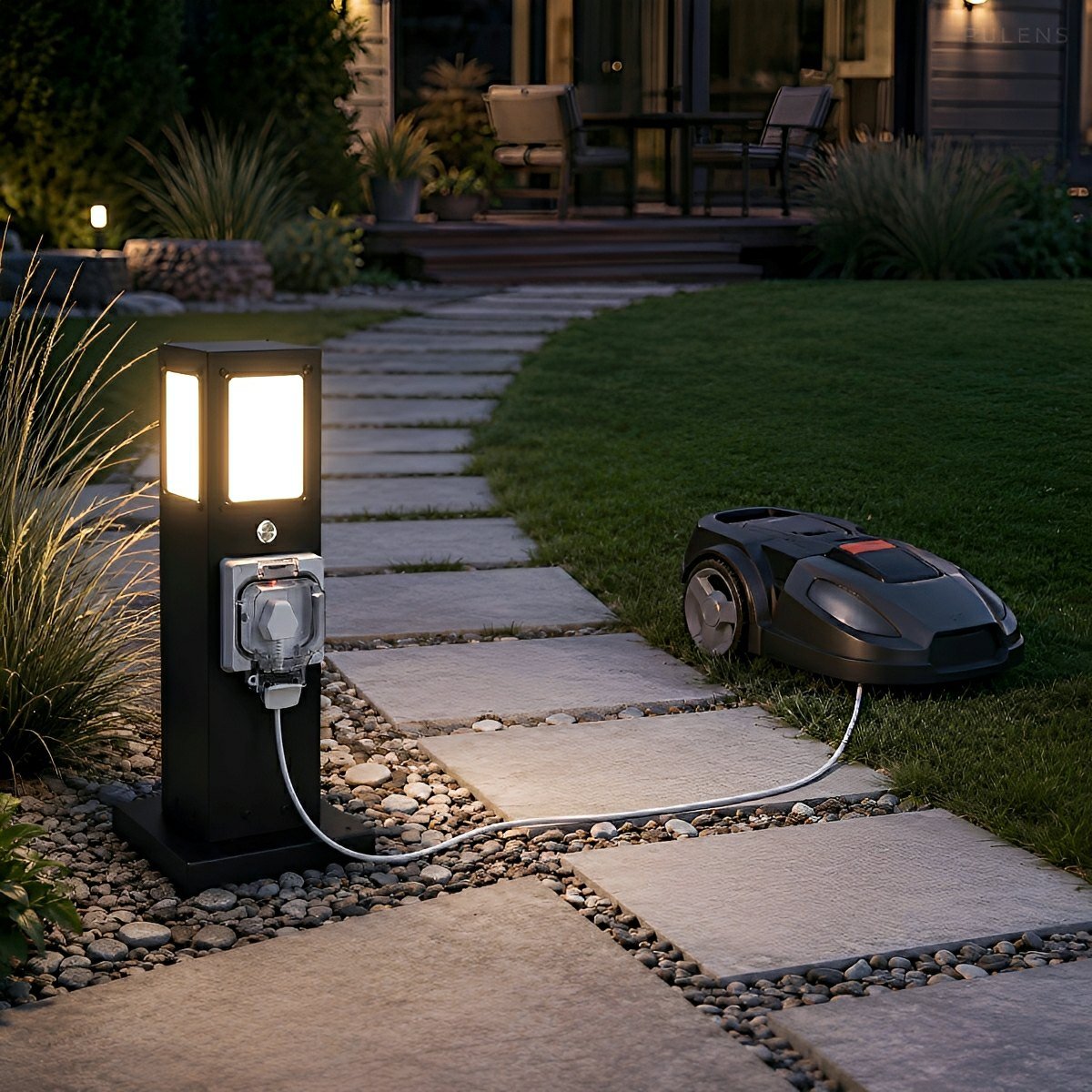 Steel Outdoor Waterproof Pathway Lights with GFCI-Protected Outlet - Pulens