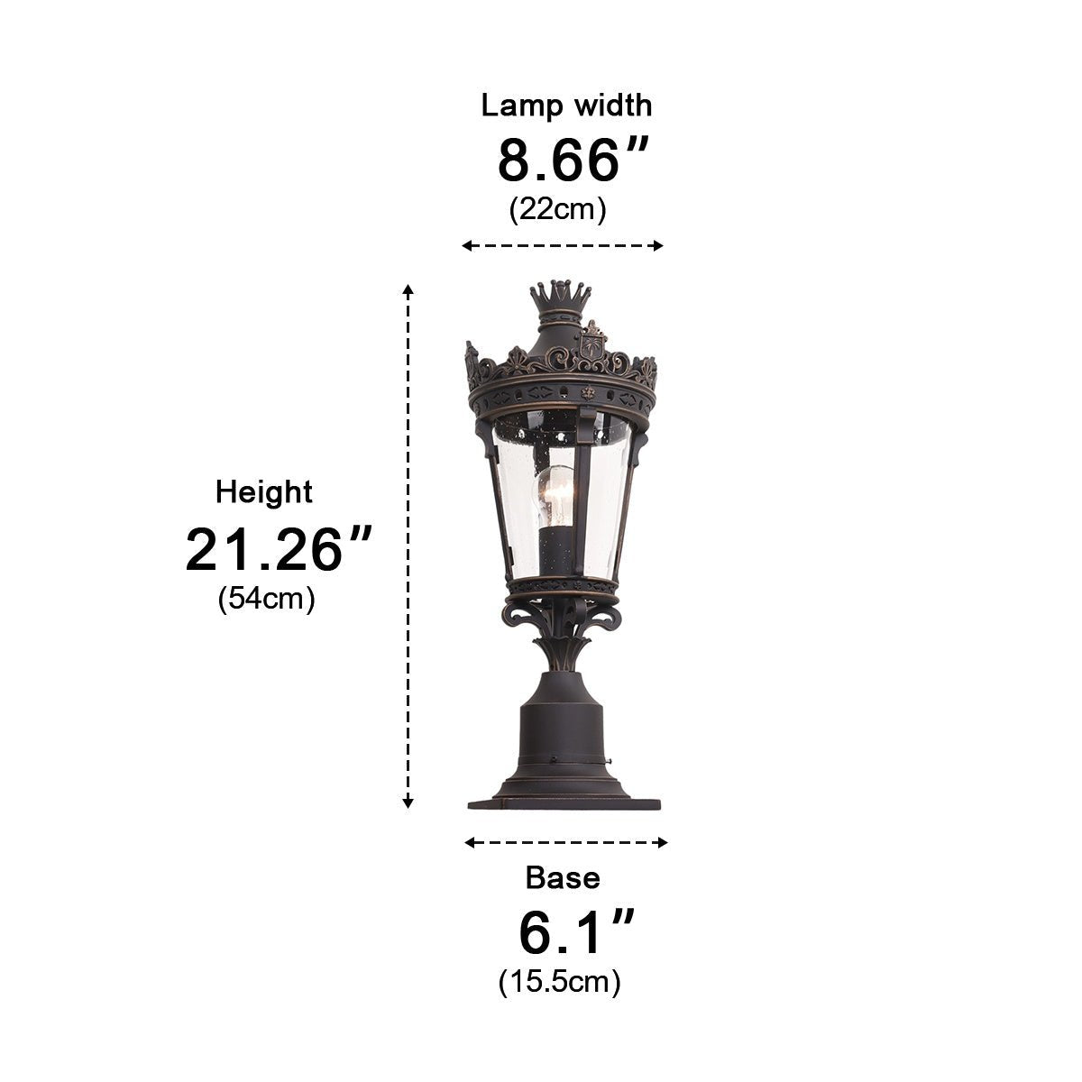 Dimmable Crown Castle Lantern Outdoor Post Light - Pulens